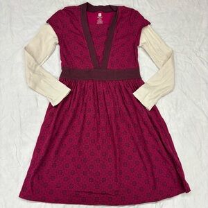 Tea Collection Red Floral‎ Long Sleeve Dress Size 8 VGUC